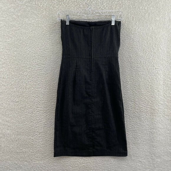 Y2K 2000s Grey Pinstripe Strapless Pencil Sheath Dress Womens S Small - Picture 2 of 10